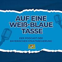 Auf eine weiß-blaue Tasse