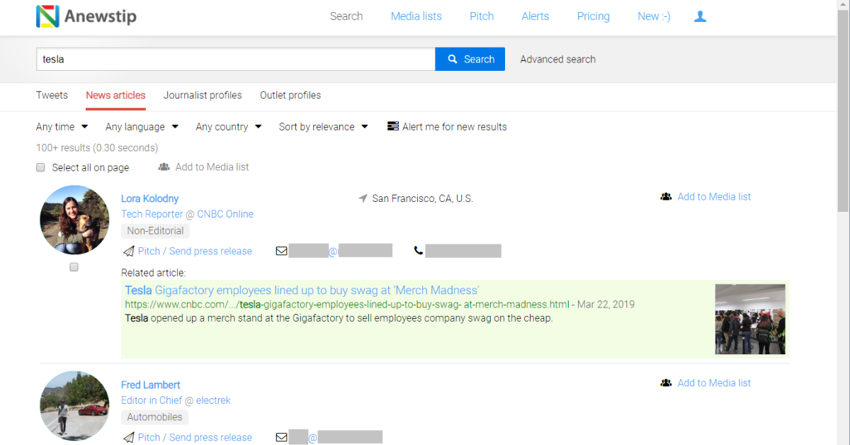 Anewstip interface