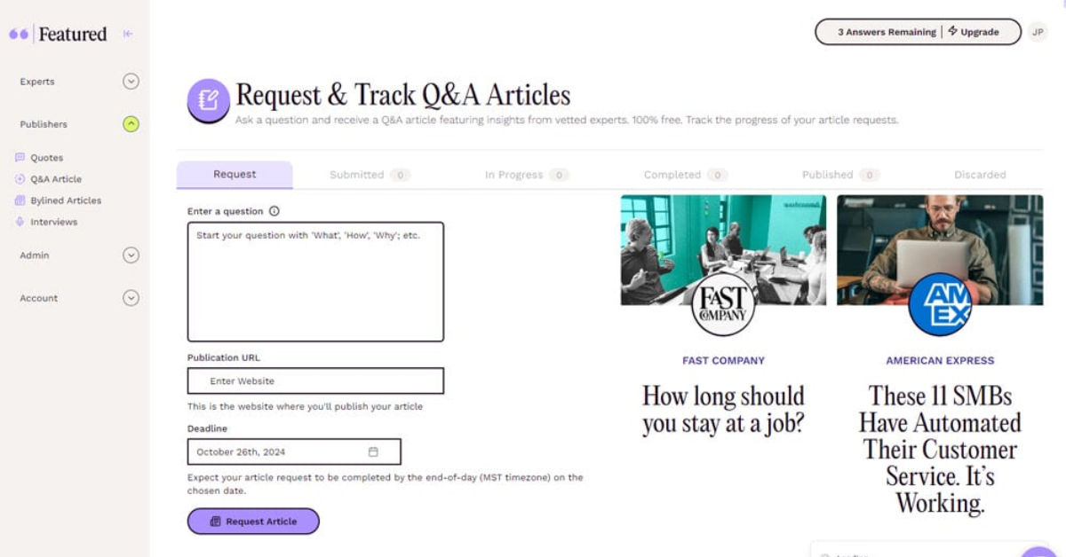 Featured interface
