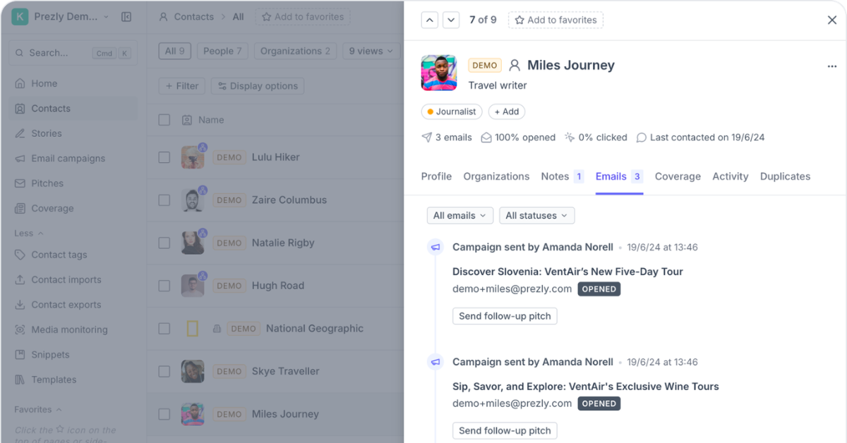 Prezly interface